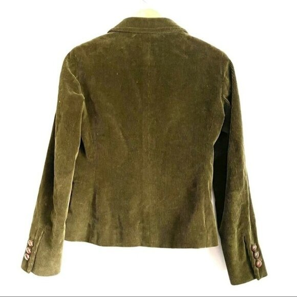 Moschino Cheap and Chic Olive Green Corduroy with Leather Bow Accent Blazer US 8 - Picture 3 of 9